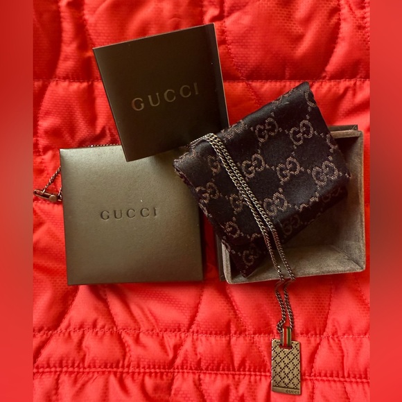 GUCCI Necklace Plate Sherry Line & Chain - Picture 5 of 8